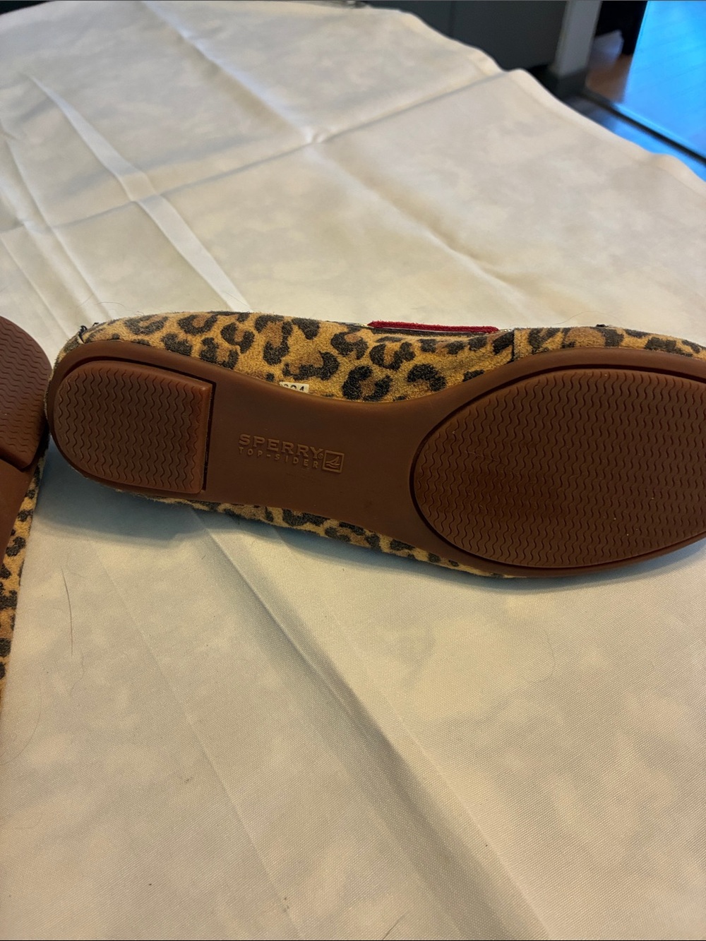 Sperry Leopard Print Loafers with Red Accents - Picture 2 of 3